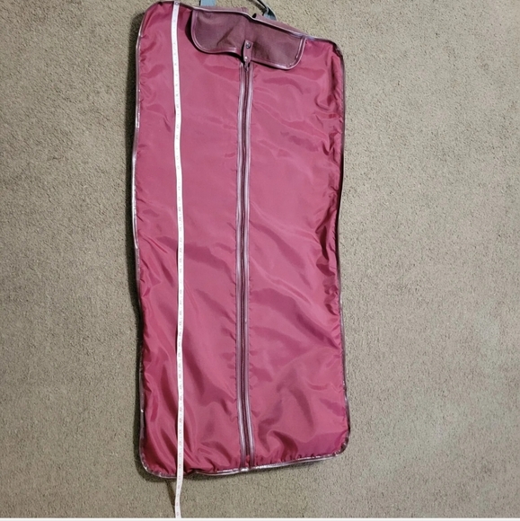 VTG Oscar De La Renta Travel Garment Bag Canvas Burgundy Carry On Luggage - Picture 7 of 10